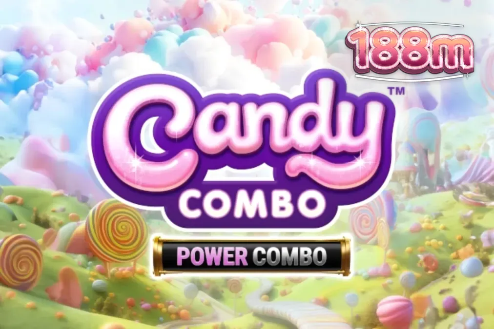 Giao diện trò chơi Candy Combo Power Combo King Millions với lâu đài kẹo và các cuộn quay rực rỡ